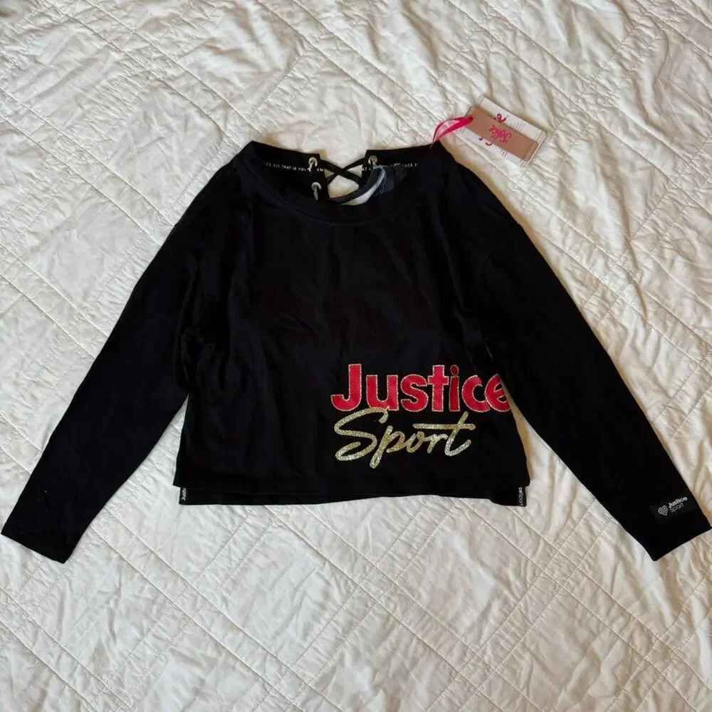 Justice activewear graphic shirt and sports bra set girl size medium 7‎ 8